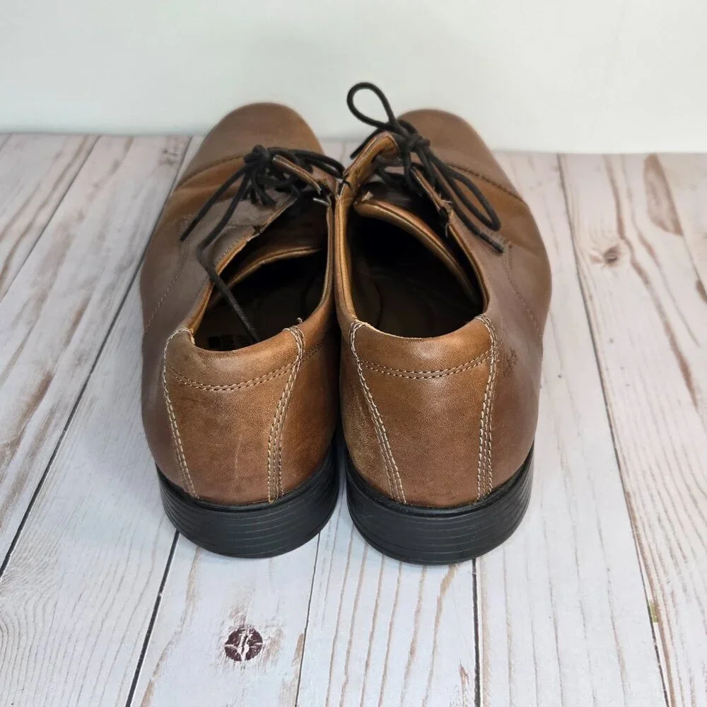 Clarks Brown Leather Cap Toe Oxford Dress Shoes Men’s Size 12